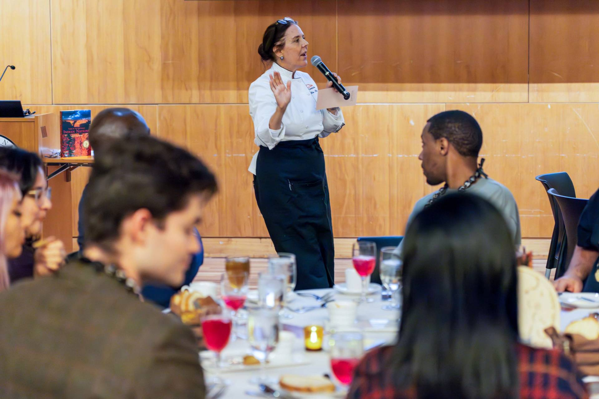 People in a dining hall