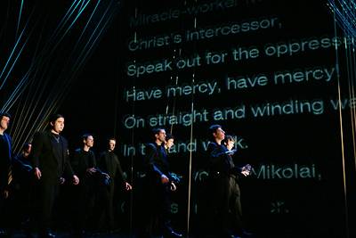 members of the University Glee Club perform a Russian chant