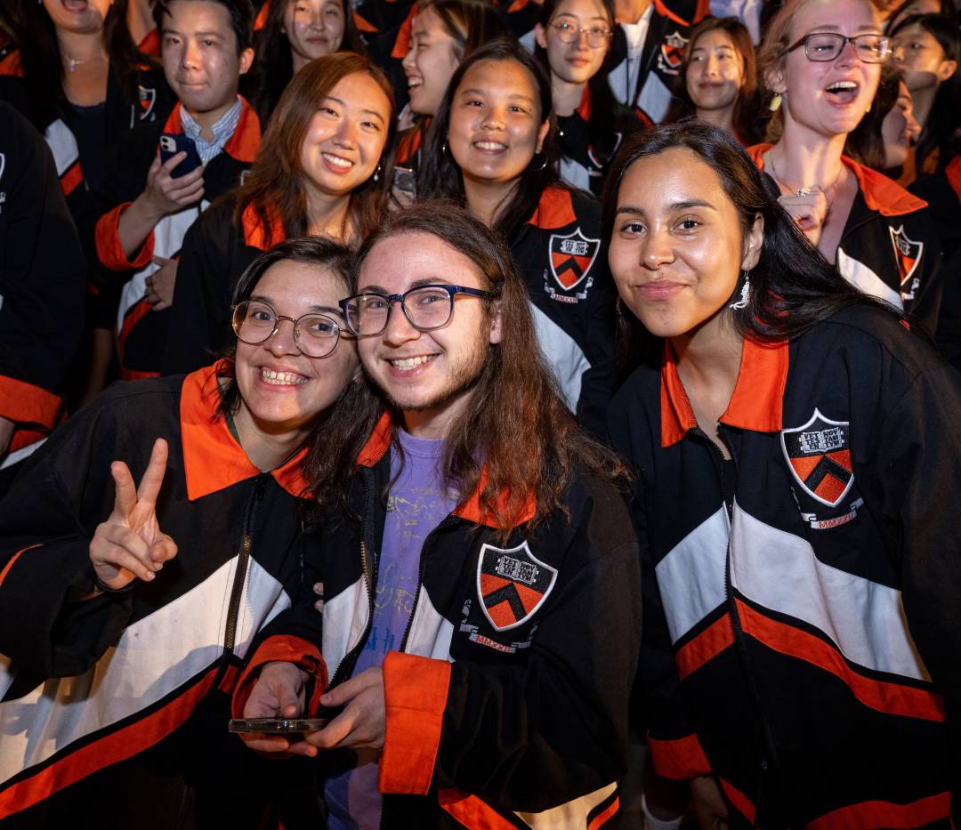 Seniors in their Class of 2022 jackets at their Commencement Step Sing.