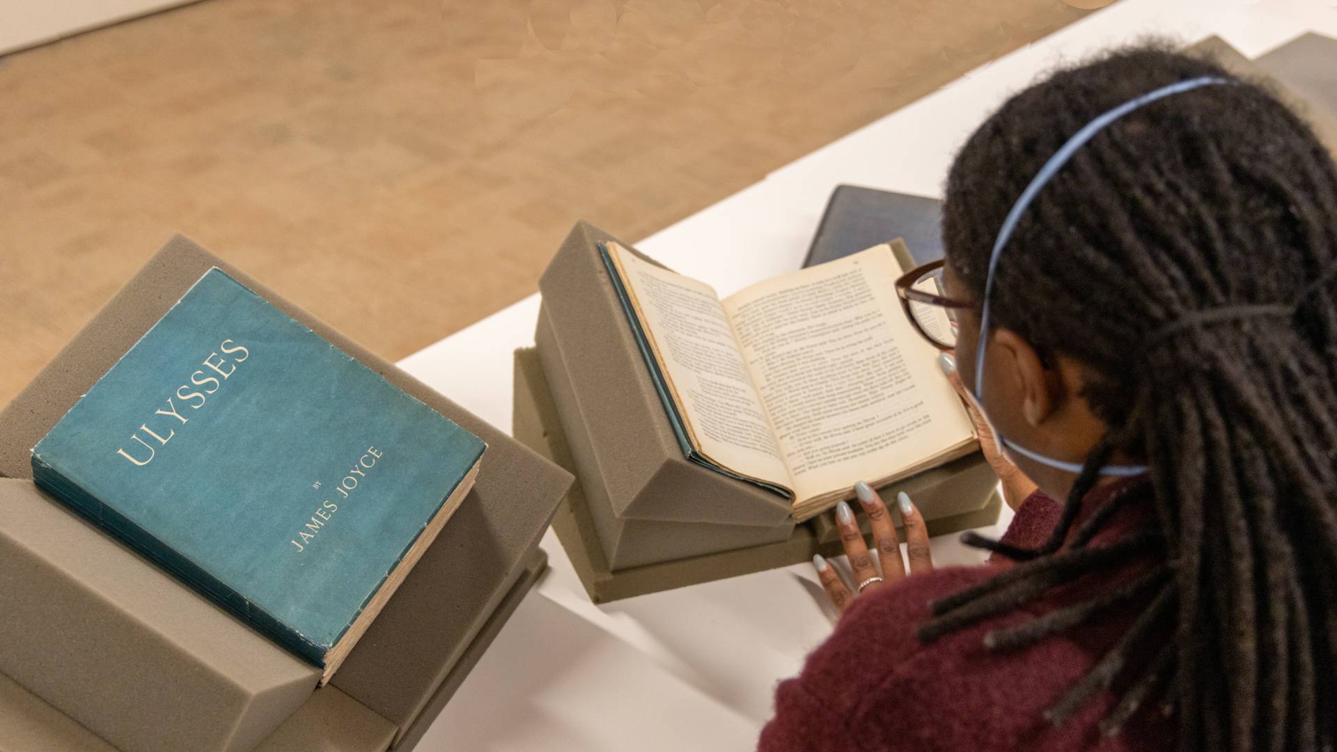 Librarian with a copy of Ulysses