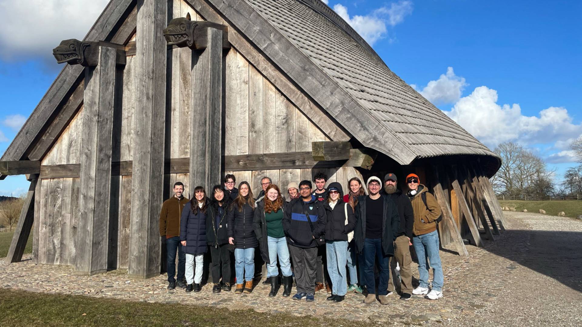Students in front of an old house