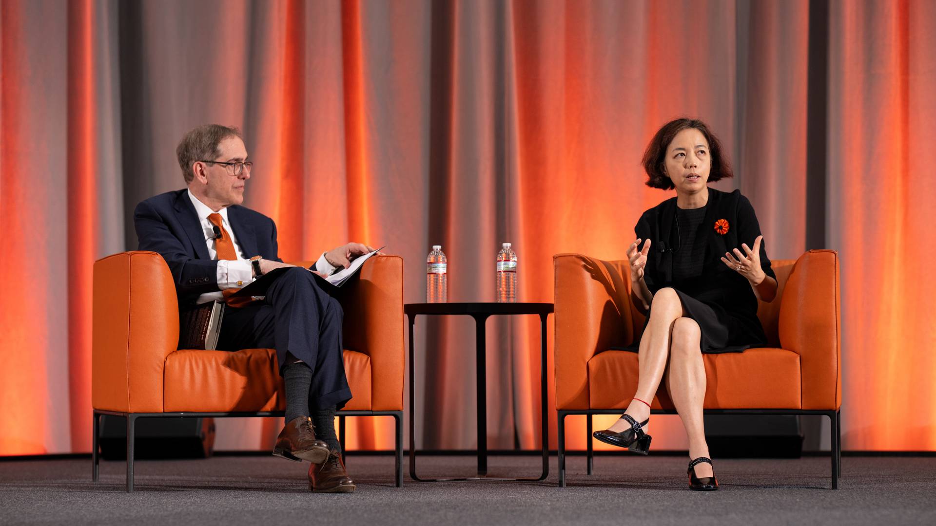 President Eisgruber sharing the stage with Fei-Fei Li