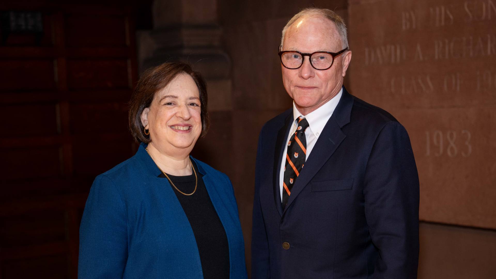 U.S. Supreme Court Justice Elena Kagan, Nobel laureate David Card standing next to each other