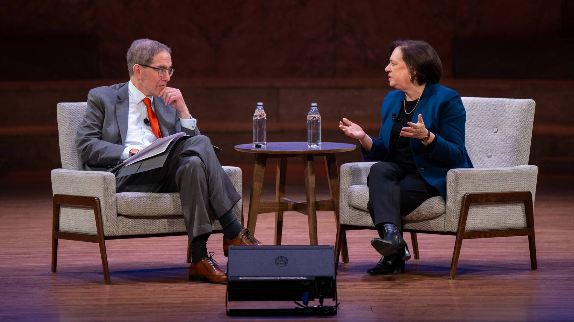 President Eisgruber on stage with U.S. Supreme Court Justice Elena Kagan