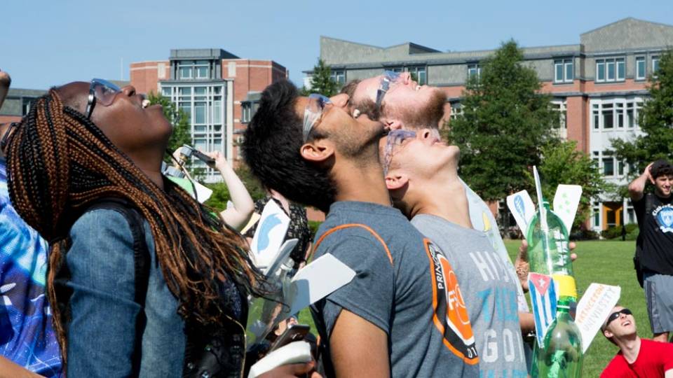 Freshman Scholars Institute (FSI) watching rocket launch