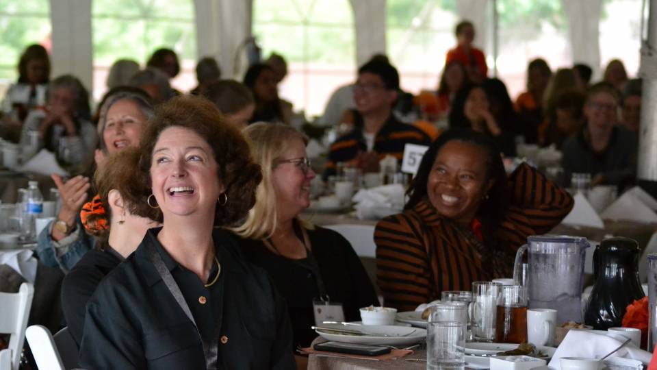 Alumnae listening to discussion during lunch