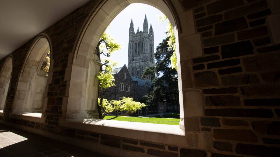 Cleveland Tower, as seen through an arch