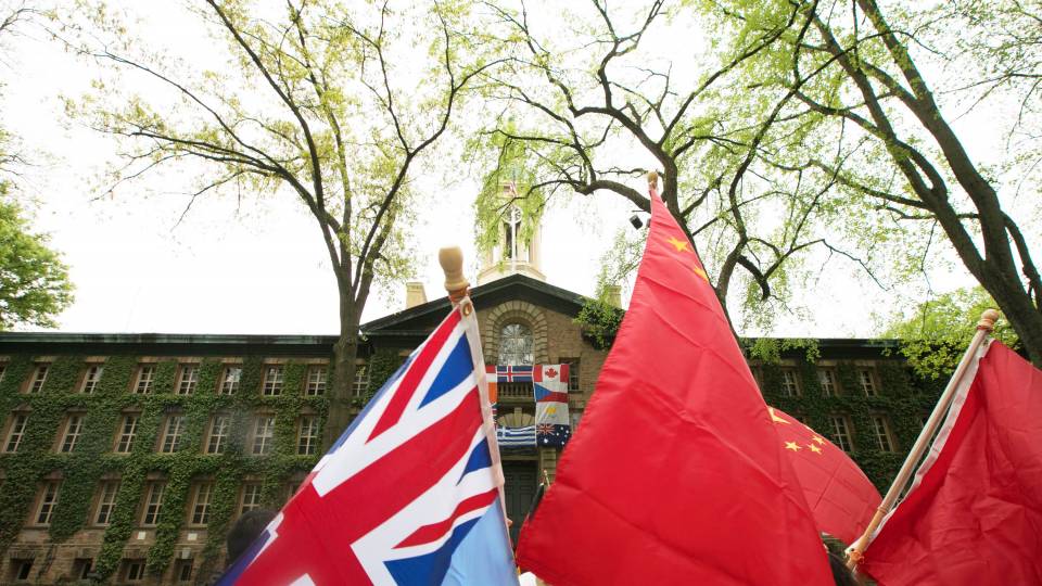 Nassau Hall and flags