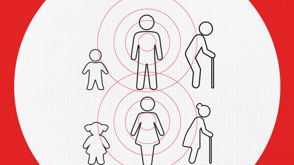 Illustration of children, adult, elderly