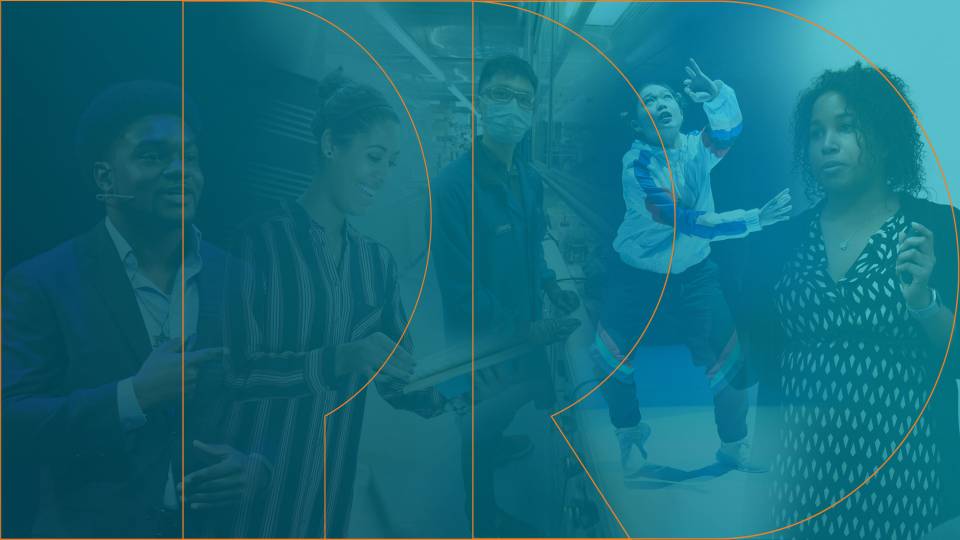 Collage of people doing different forms of research