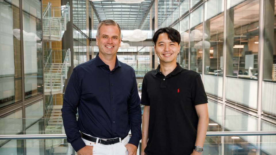 Paul Chirik and Yoonsu Park in the Frick Chemistry Building