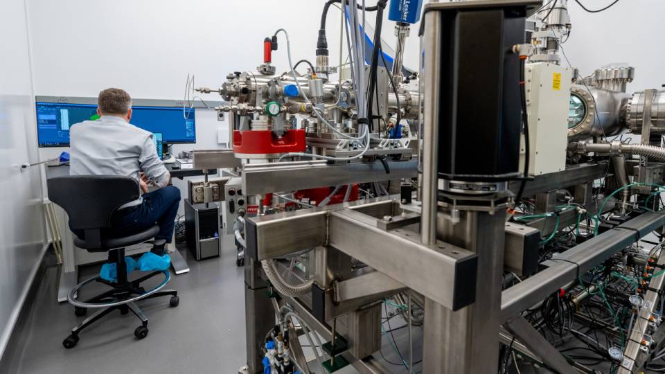Laboratory with a person in his computer