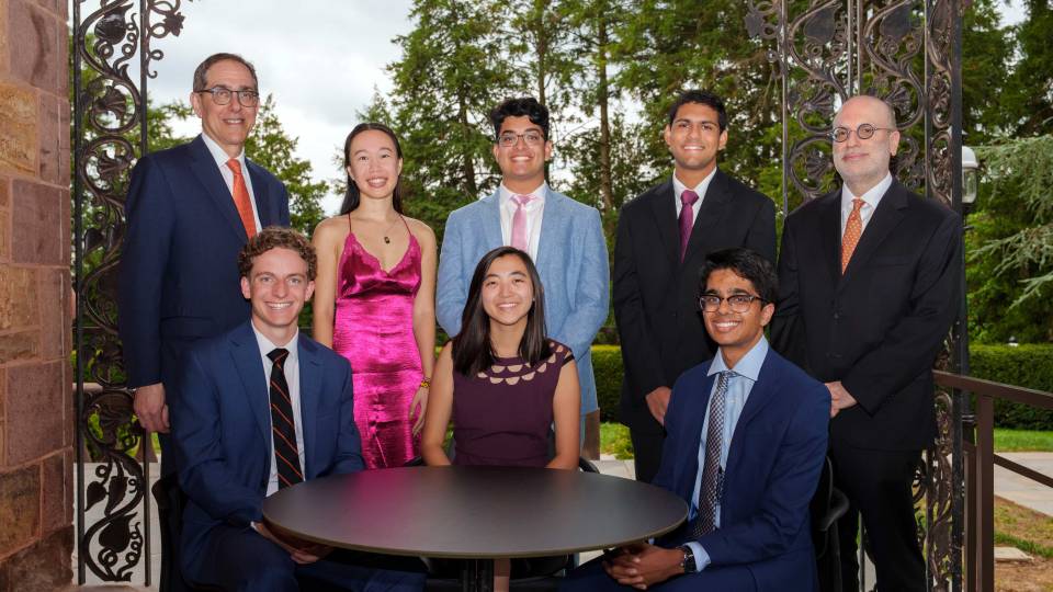 Undergraduate award winners and President Eisgruber and Dean Gordin