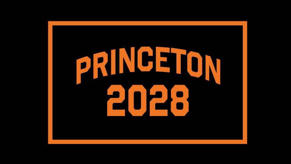 Princeton 2028 in orange text on black background