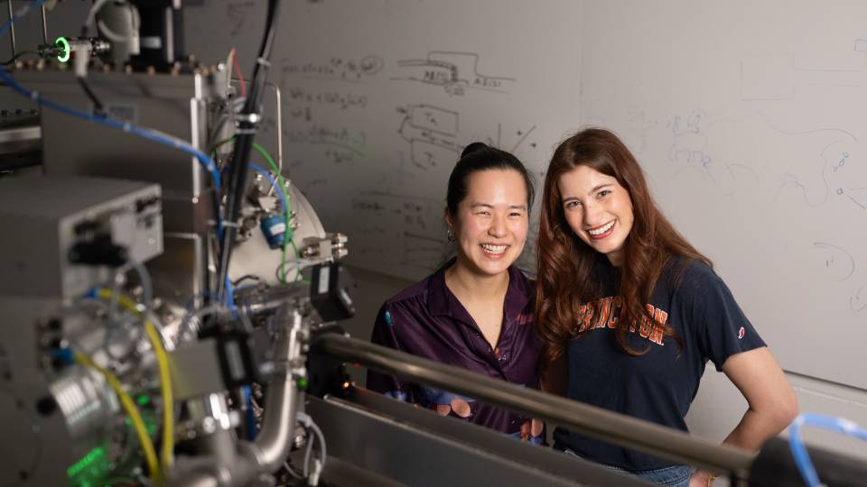Princeton quantum graduate students in a lab
