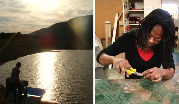 launching at sunrise/working on nets