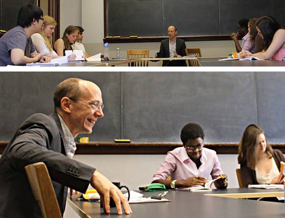 Students taking notes while Professor Dolven speaks