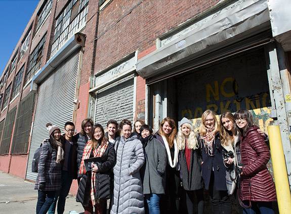 Artist at Work class outside studio of Jonathan VanDyke in Sunset Park, Brooklyn