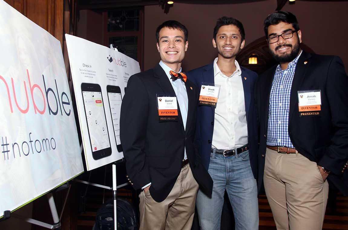 Daniel Wood, Class of 2018; Vivek Dinodia, Class of 2017; and Arnab Banerji, Class of 2019