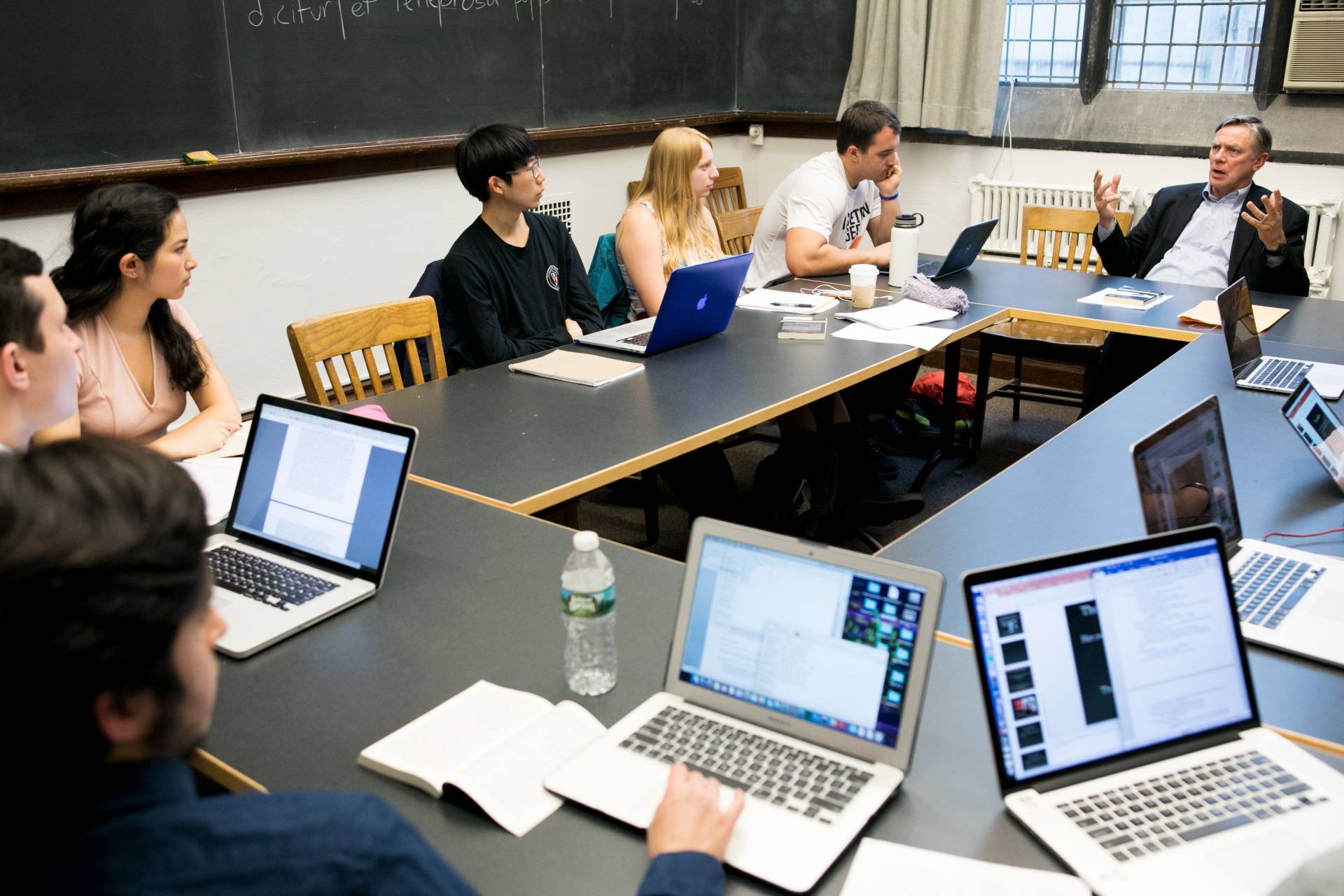 Christian Wildberg, professor of classics, leads a precept