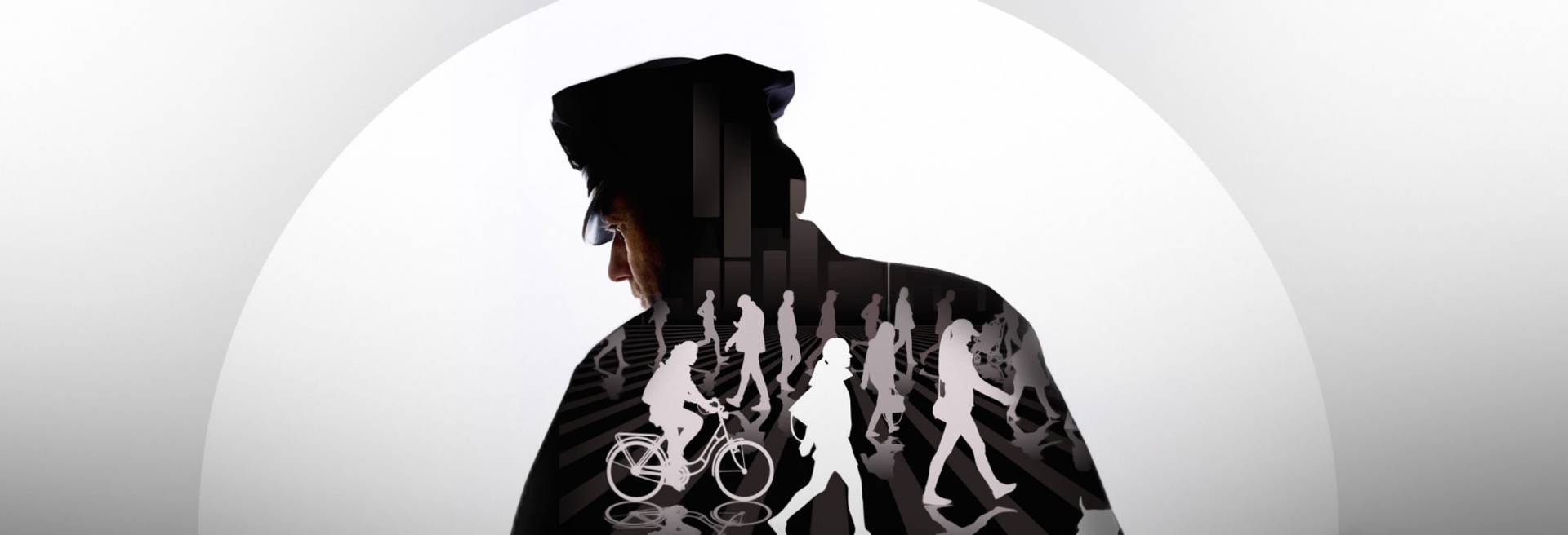 Policeman looking over shoulder