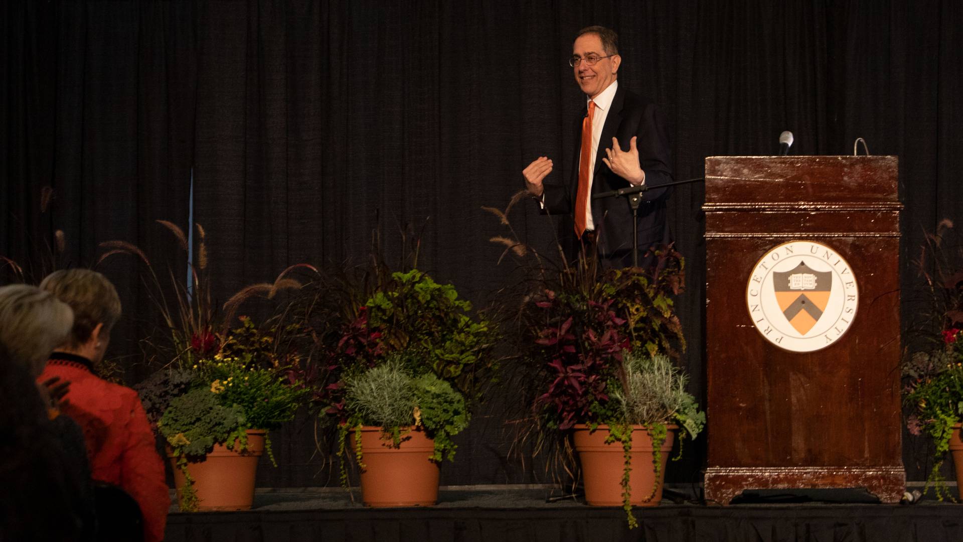 President Eisgruber speaking at She Roars conference