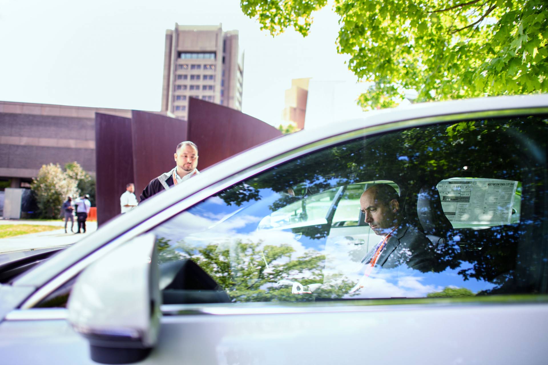 Alain Kornhauser sits in a car