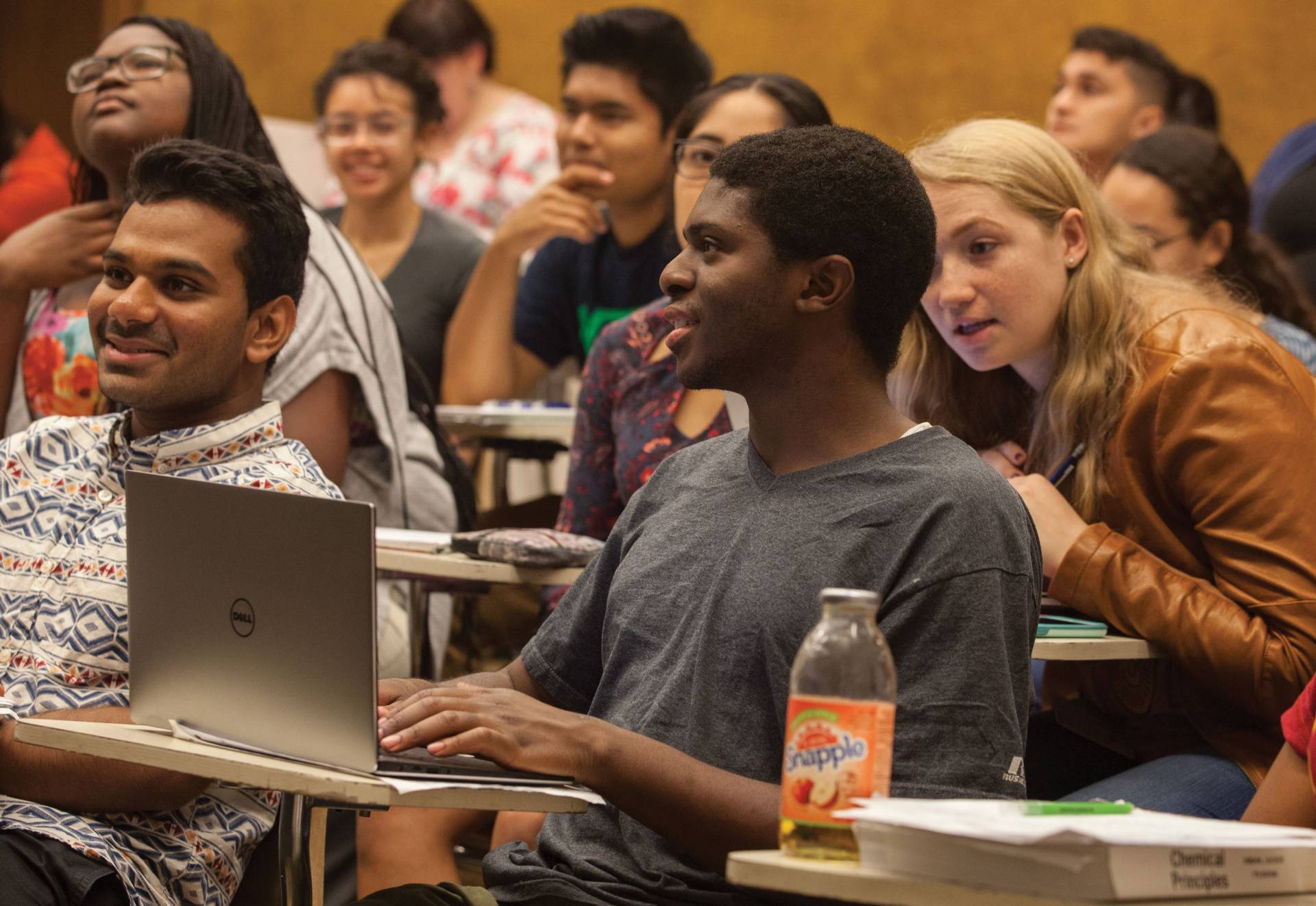 Students in a chemistry lecture