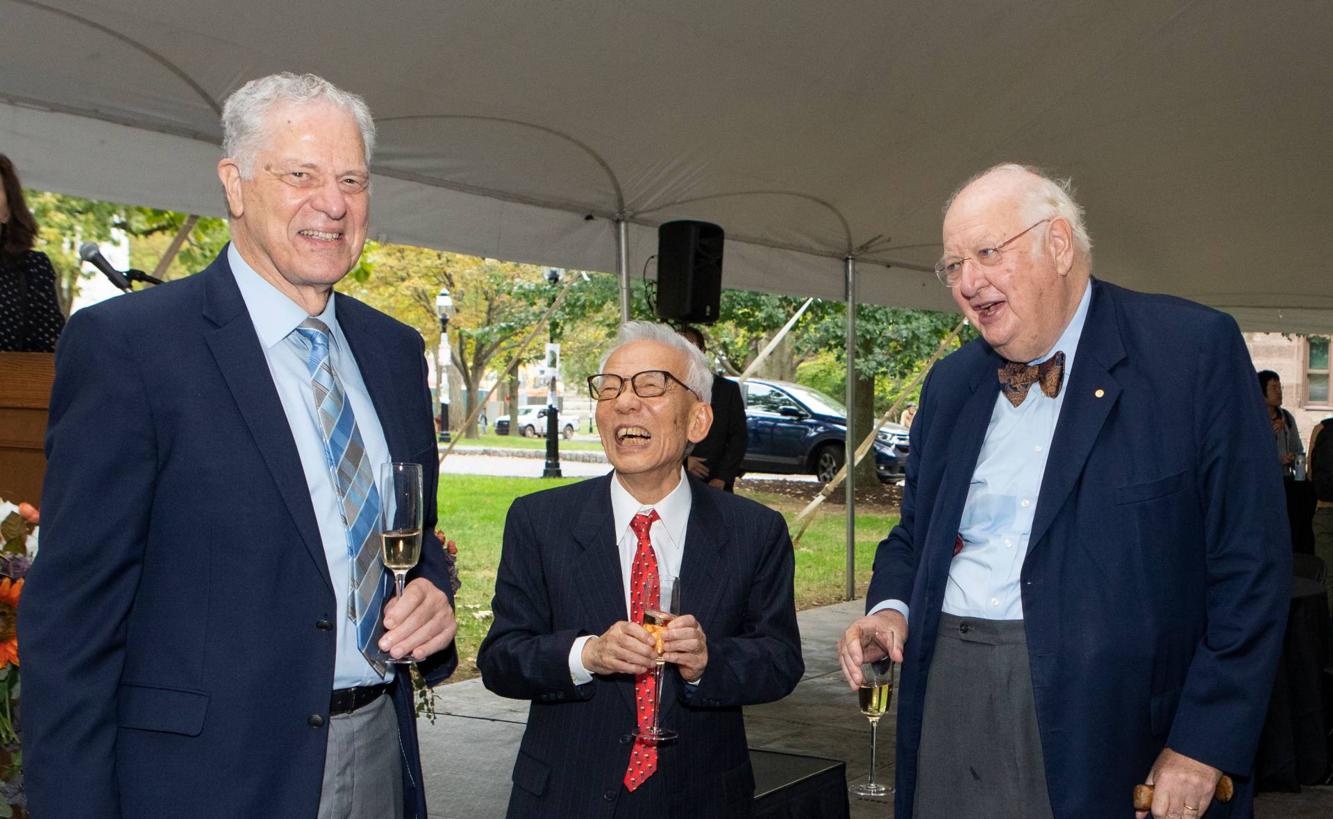 Manabe shares a laugh with 2 other Nobel Laureates