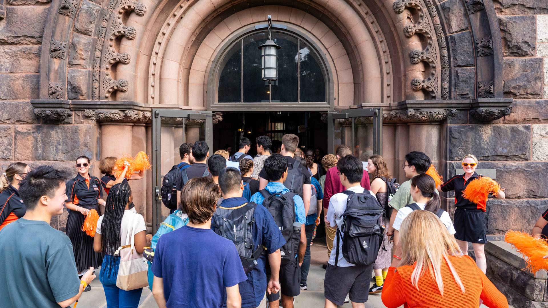 Students entering Alexander Hall