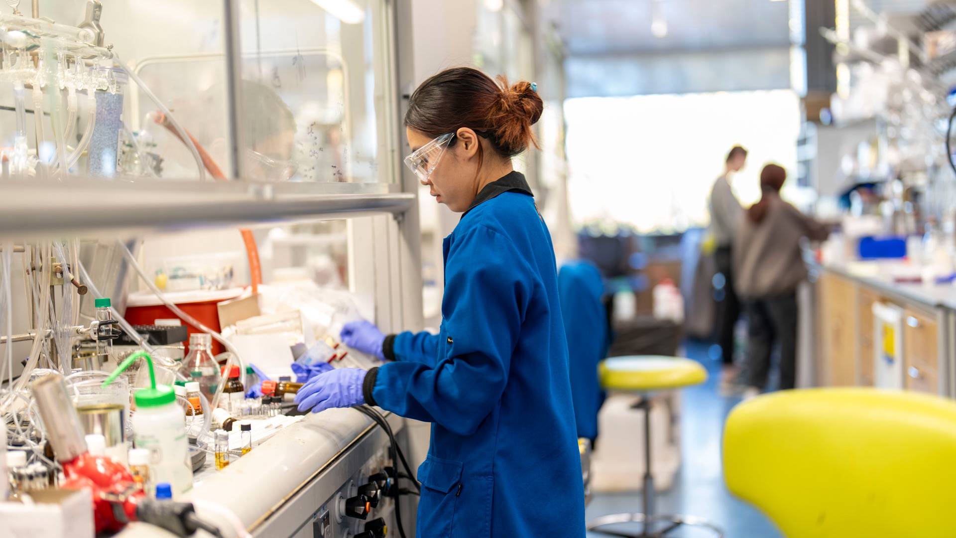 A researcher conducting labwork at a Princeton