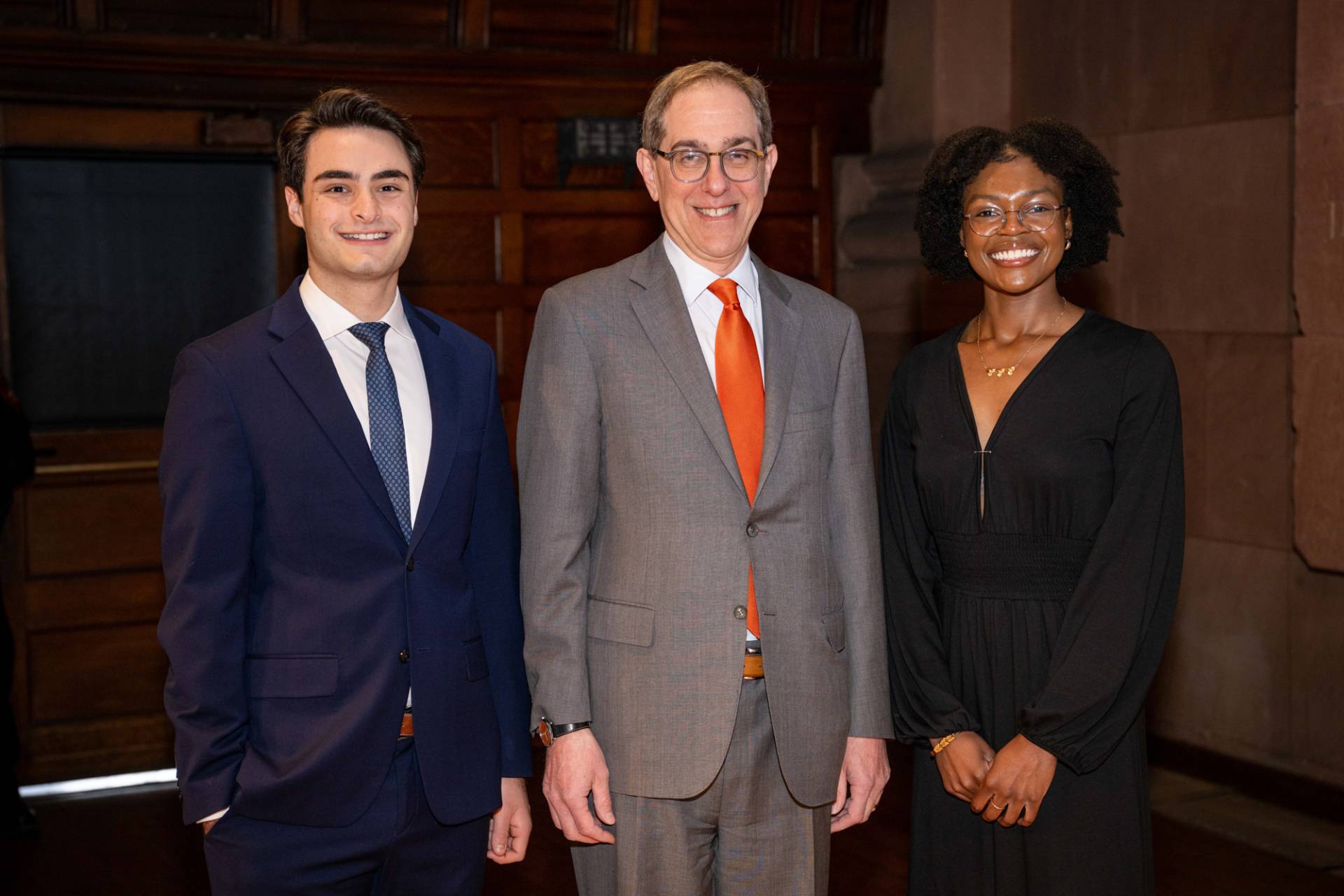 Pyne Prize winners standing shoulder to shoulder with Pres. Eisgruber
