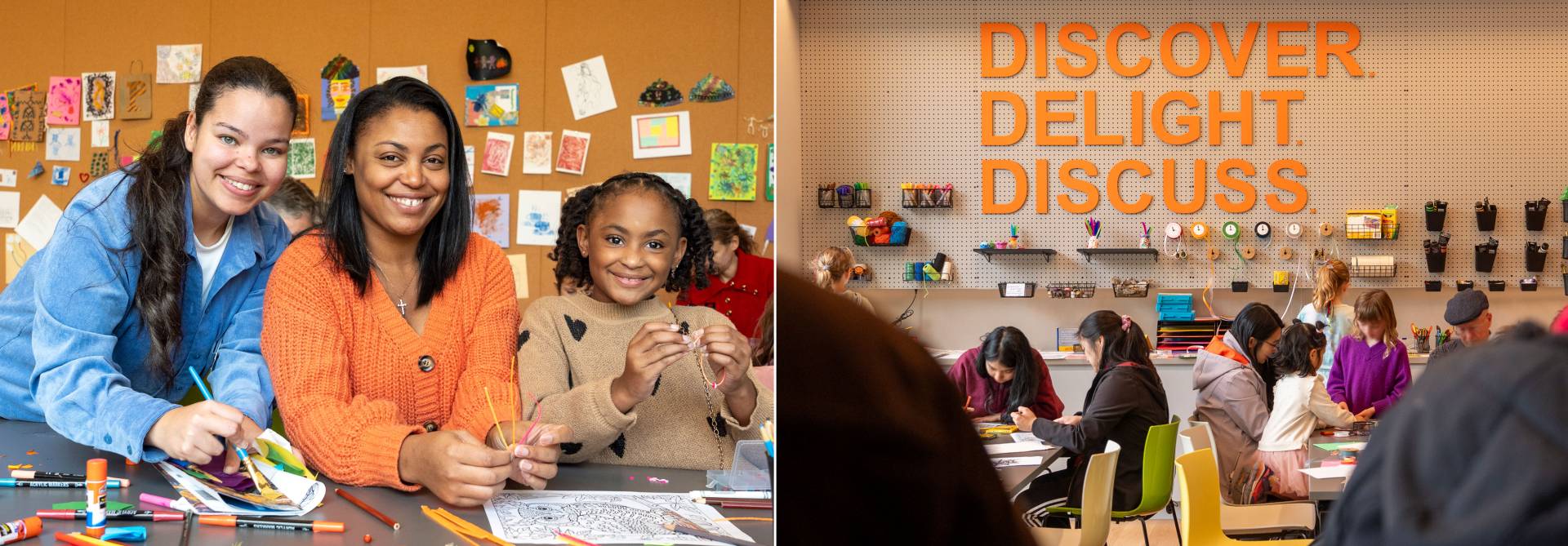 Visitors enjoy artmaking activities in the museum's two creativity labs.