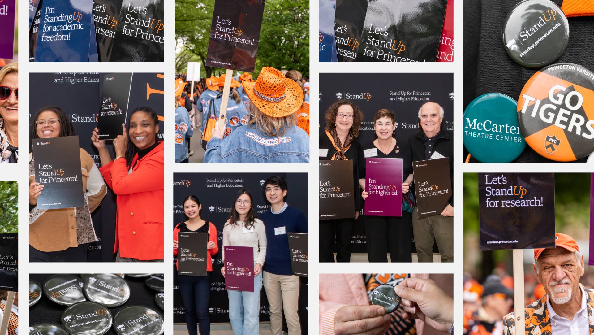 Moasic of Princetonians sporting Standup messages.