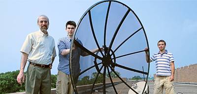 Students with satellite dish