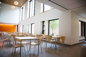 brightly lit sitting area