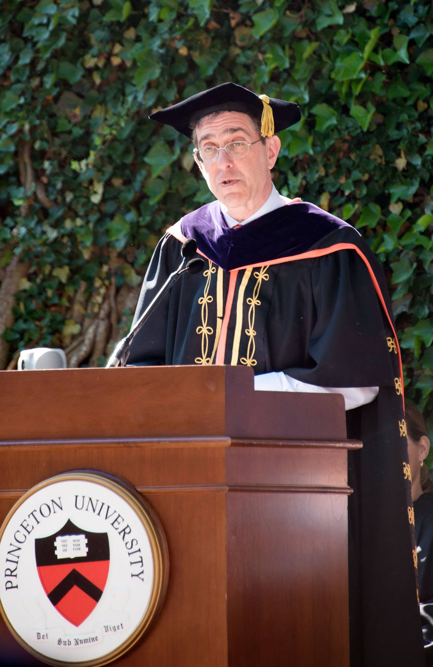 President Eisgruber speaking at podium