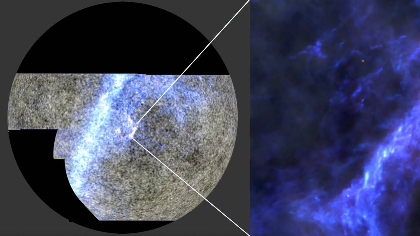 Research by the Atacama Cosmology Telescope (ACT) collaboration has led to the clearest mages yet of the universe’s infancy. On the left is part of 