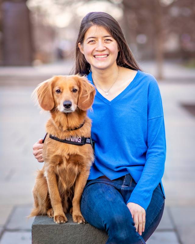 Camden Olson and Koa, her foster therapy dog