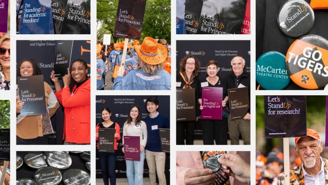 Moasic of Princetonians sporting Standup messages.