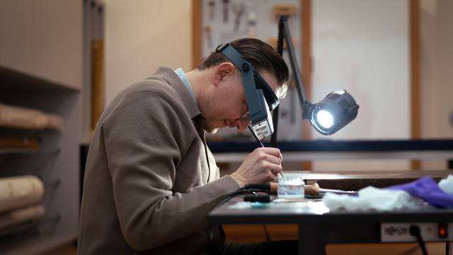 Bart Devolder at work in the art museum's conservation studio